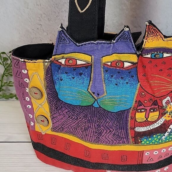 Laurel Burch Feline Friends Colorful Medium Tote bag - Picture 3 of 14